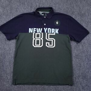 Vintage Tommy Hilfiger Crest‎ Polo Rugby Mens Shirt XL New York 85 Green Blue